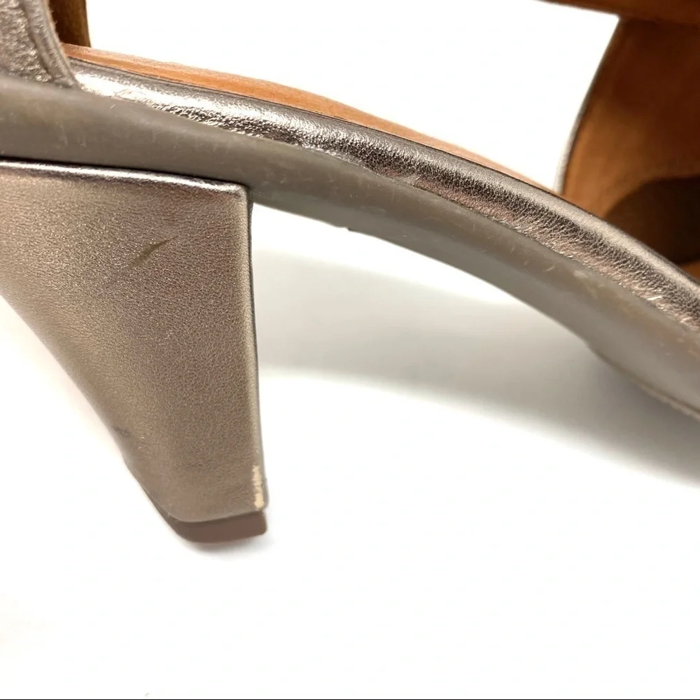 Gentle Souls Osaka Rama pewter leather heel sandal